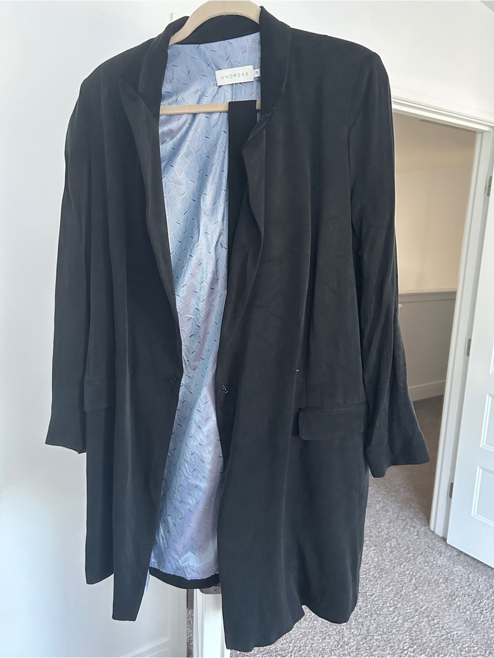 Black Long Open Blazer Coat for Women